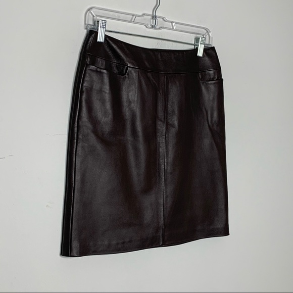 Shin Choi Italian Leather Skirt Brown Size 4. - Picture 3 of 9
